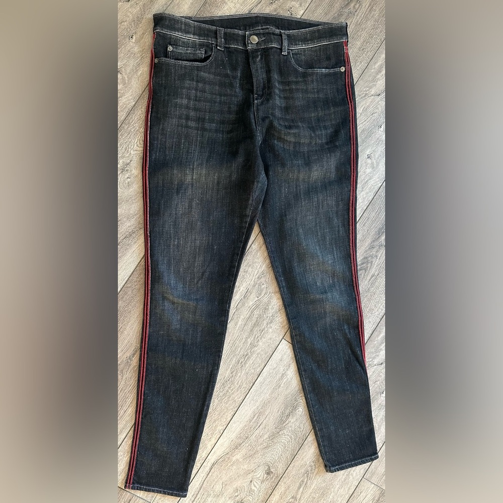 Emoprio Armani black(darkest gray)Red line both sides-size 31-(M/L)Women’s Denim